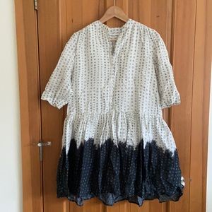 Apiece Apart Maurino midi dress in white and indigo blue size xs